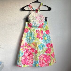 Lilly Pulitzer Floral Halter Dress with Pink and Blue Flowers Size 0